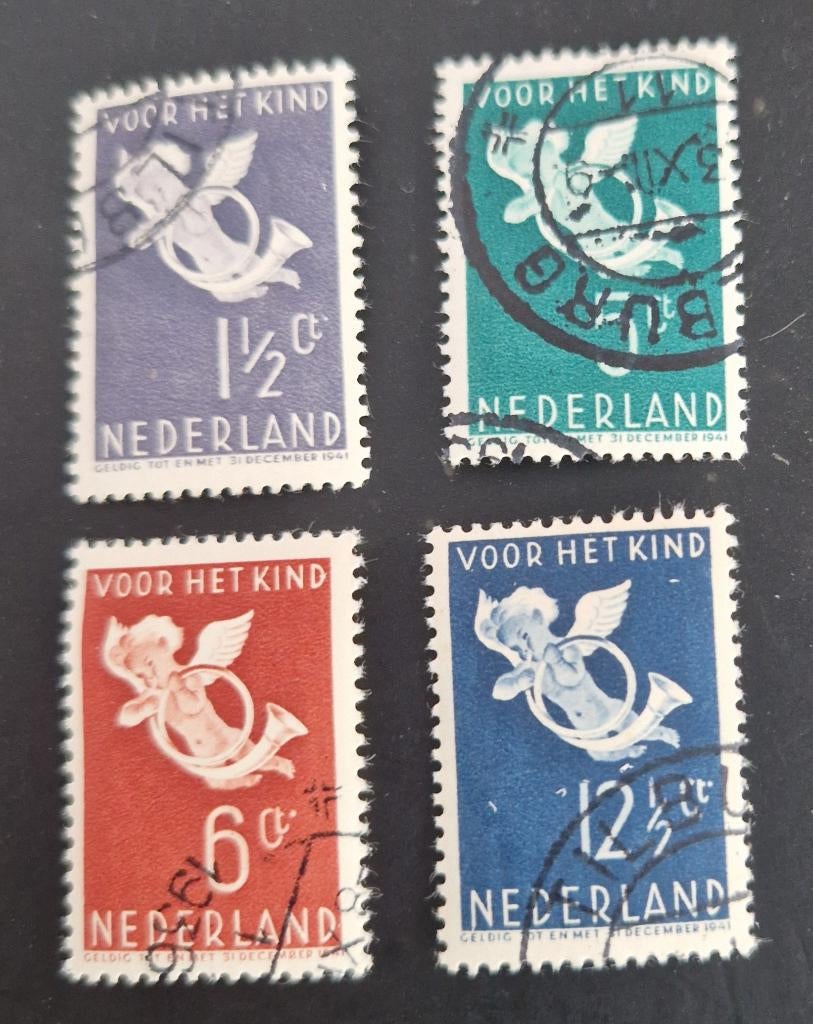 Nederland 1936 - nvph 289-292 - Kinderzegels Bazuinengel, Postzegels en Munten, Verzenden, T/m 1940, Gestempeld