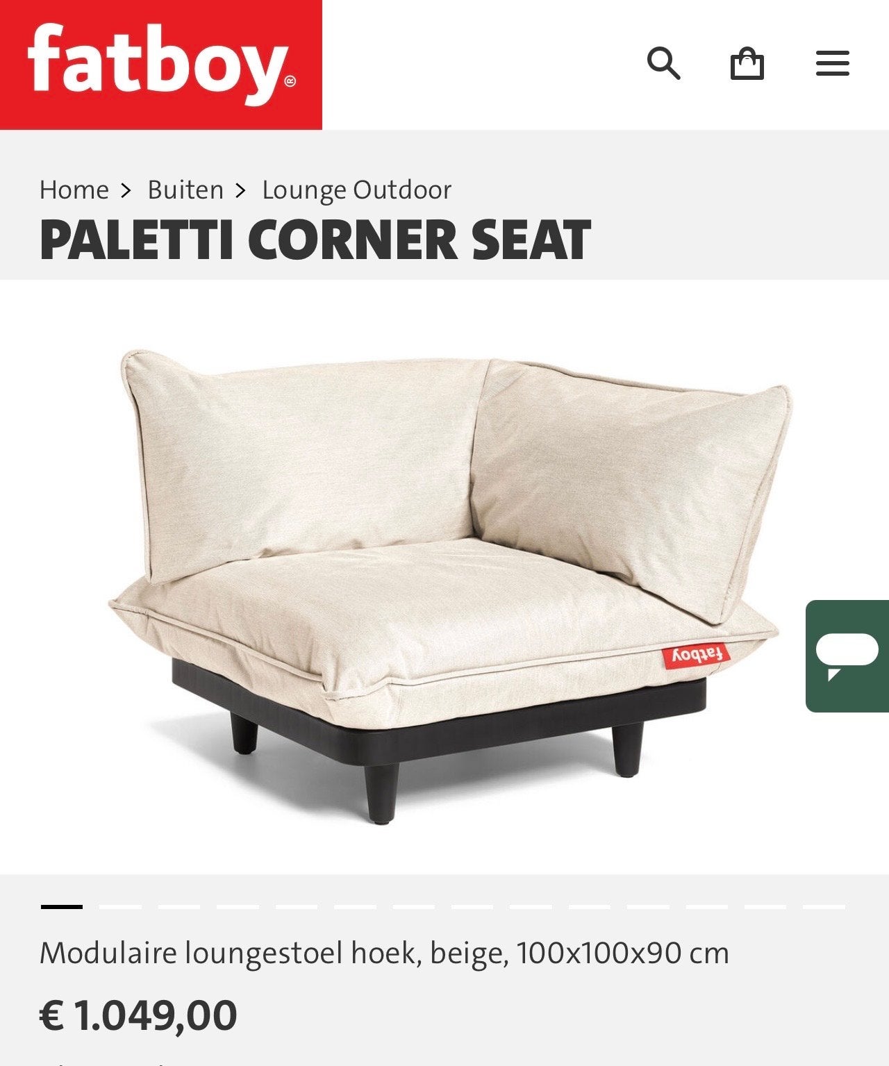 Fatboy Paletti Corner Seat - Modulaire Loungestoel Hoek, Tuin en Terras, Ophalen, Nieuw, Stoel