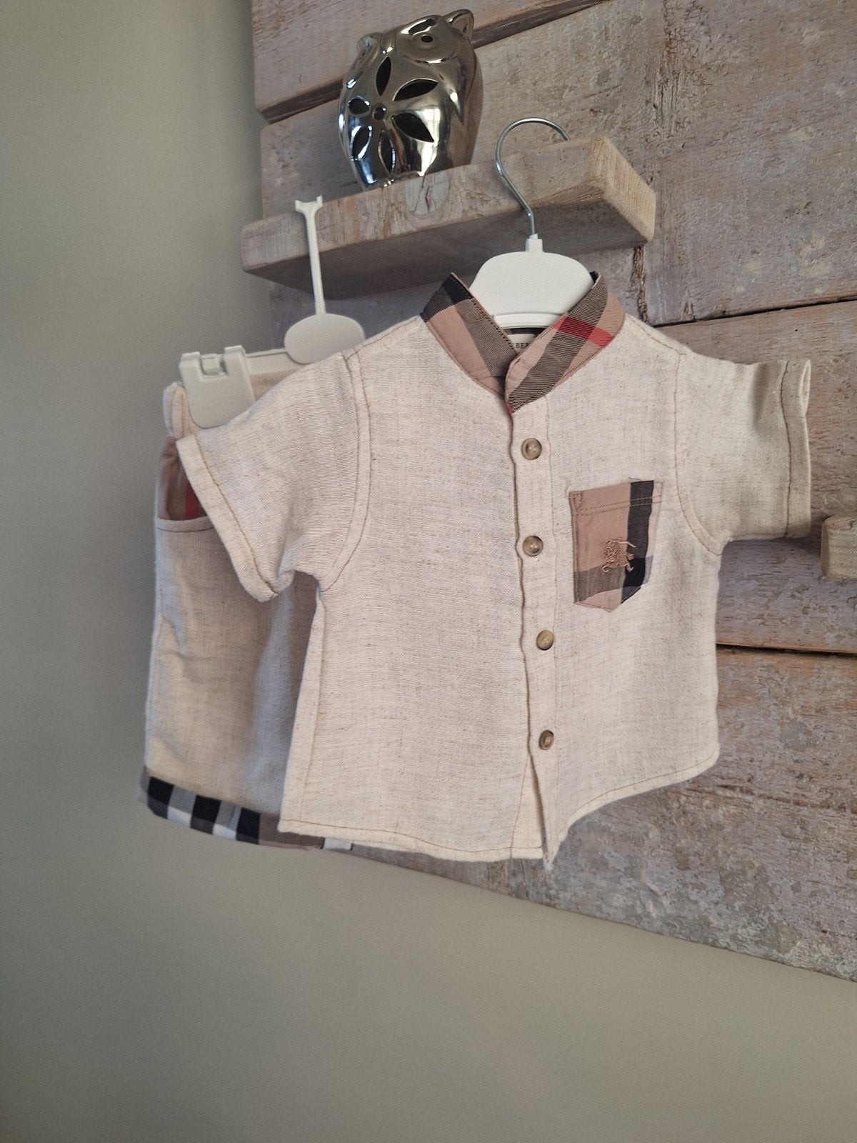 Kinder kleding linnen 2 delig jongens setje, Ophalen of Verzenden