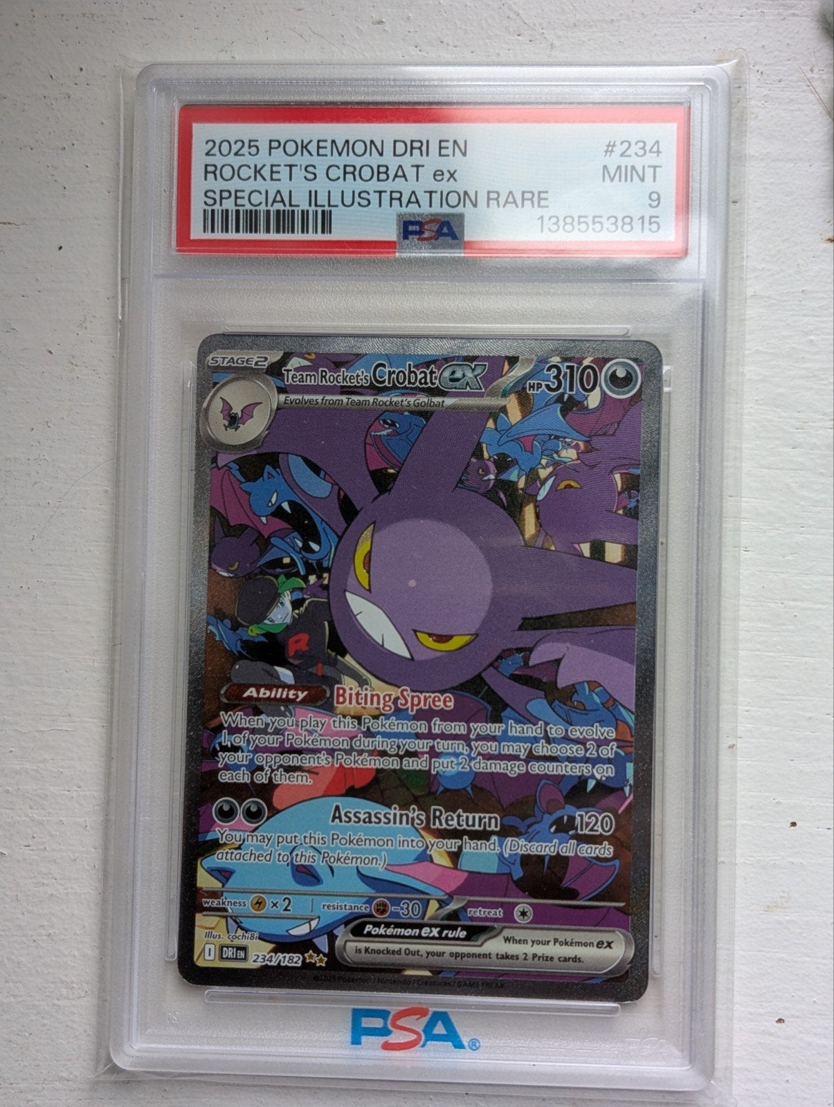 PSA 9 - Team Rocket's Crobat ex SIR (DRI 234/182), Ophalen of Verzenden