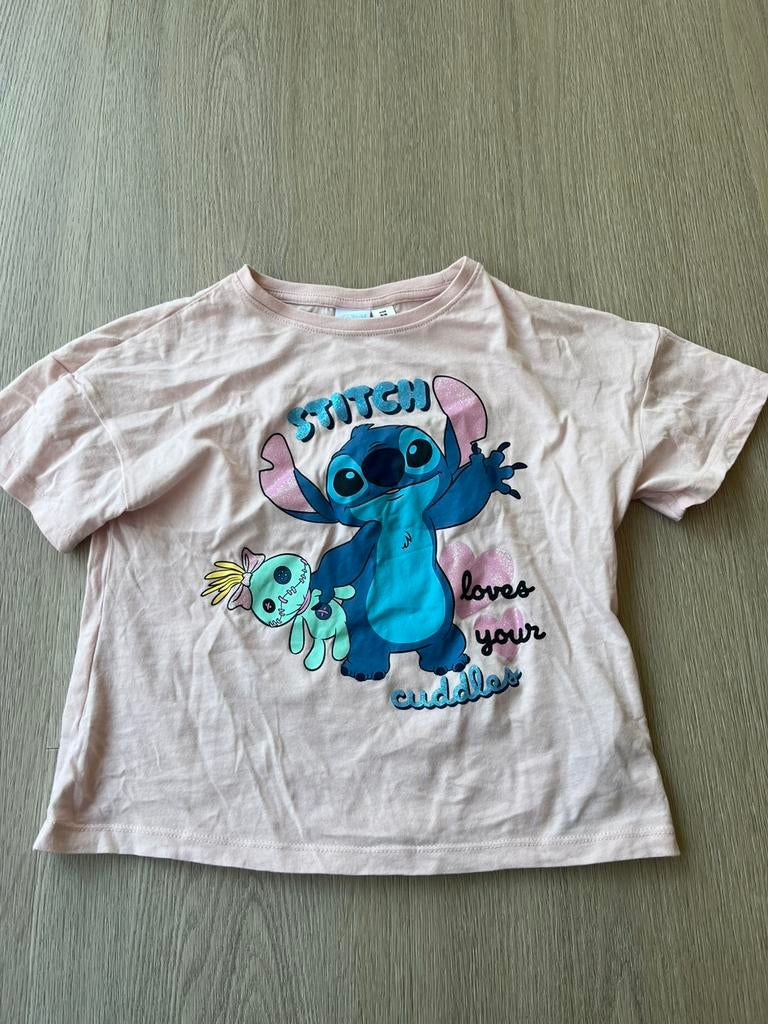 Roze Stitch shirt maat 128, Ophalen of Verzenden, Zo goed als nieuw, Meisje, Shirt of Longsleeve