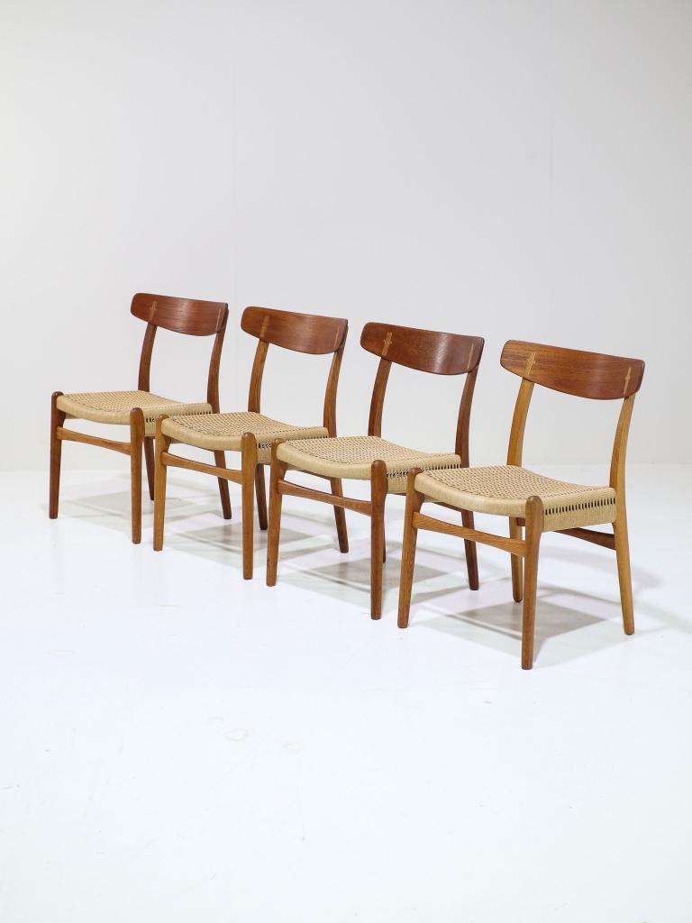 4x Eetkamerstoelen Hans Wegner CH23 Carl Hansen teak eiken, Ophalen, -, Zo goed als nieuw, Vier