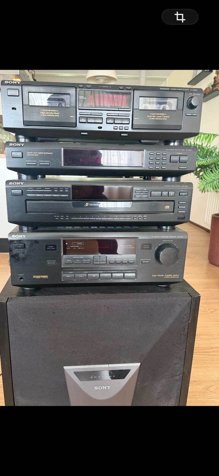 Sony hifi-set (jaren 90) + 2 zuilboxen – werkt redelijk, Gebruikt, Tuner of Radio, Sony, Losse componenten