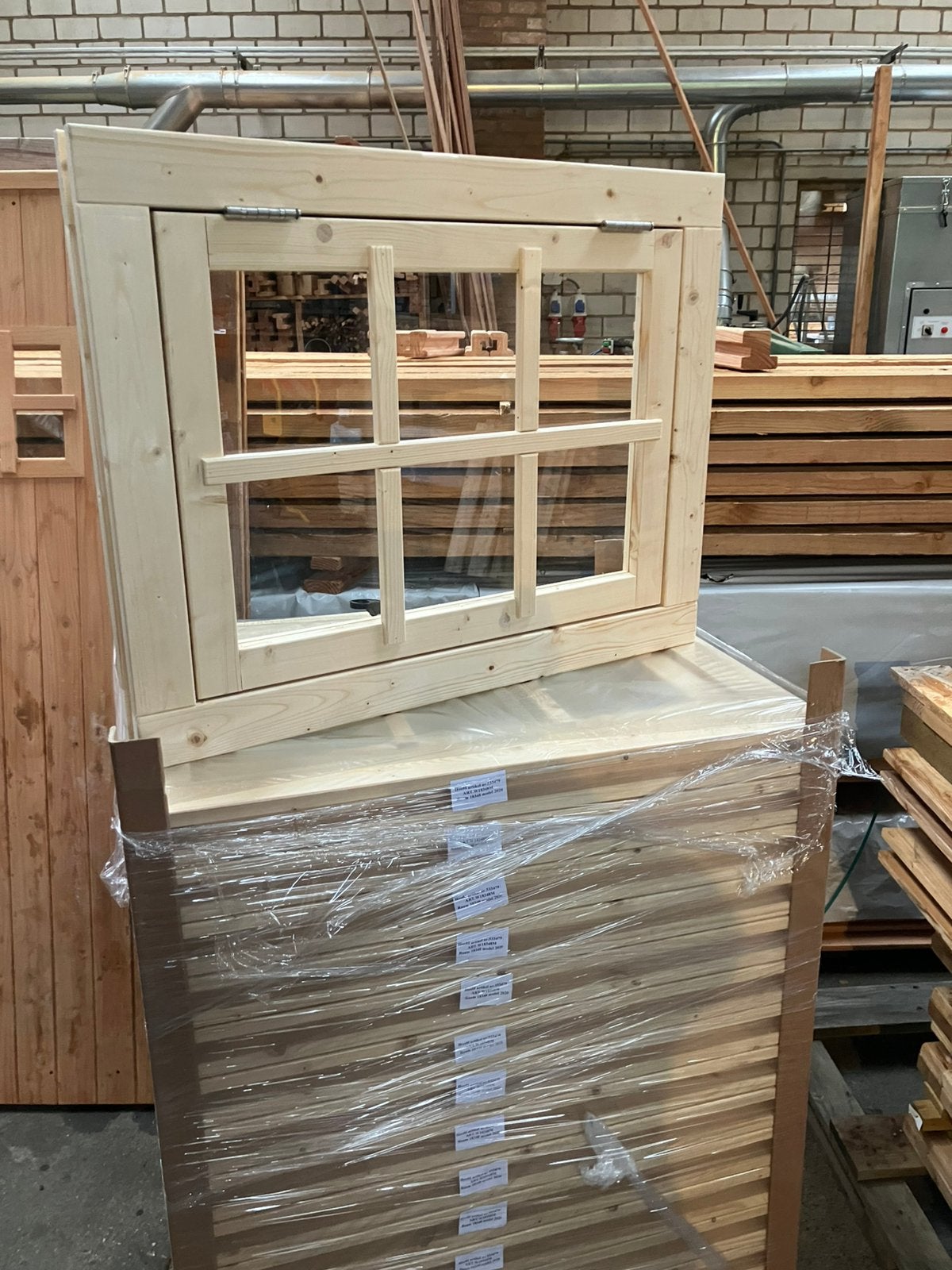 Vuren 6-ruits uitzetraam 910x700mm onbehandeld, Ophalen, Nieuw, Minder dan 180 cm