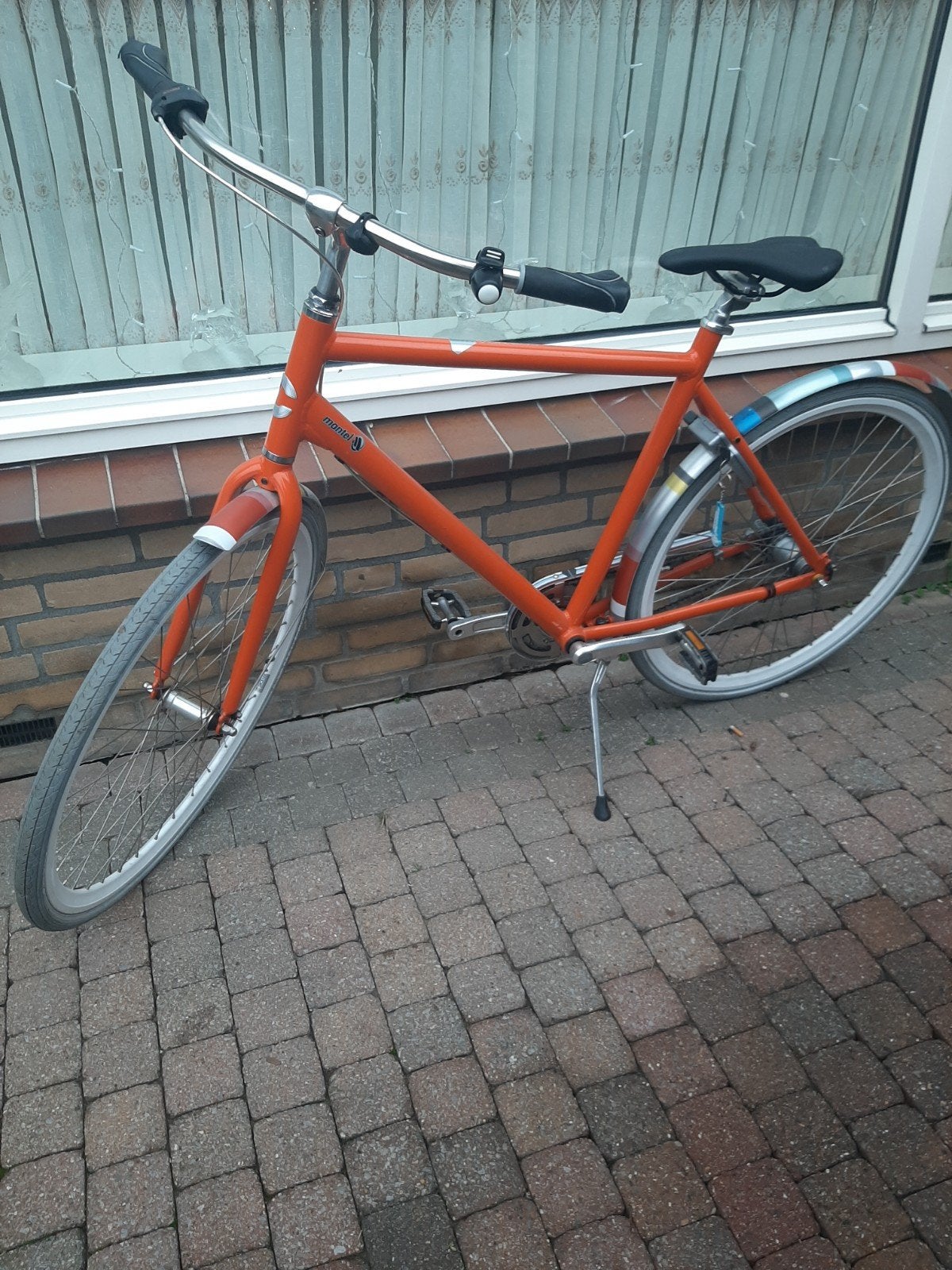 Herenfiets te koop - Oranje met spatborden, Gebruikt, Velgrem, 53 tot 57 cm, Ophalen