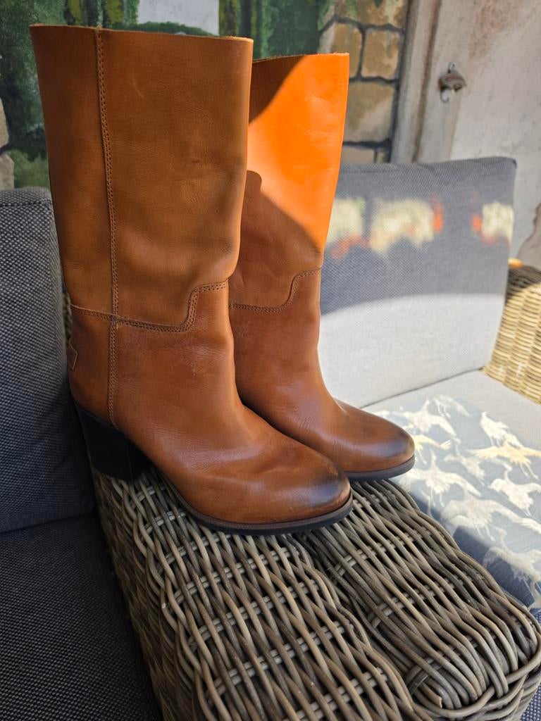 Nieuwe Shabbies laarzen - Cognac leer, Shabbies, Bruin, Lage of Enkellaarzen, Nieuw