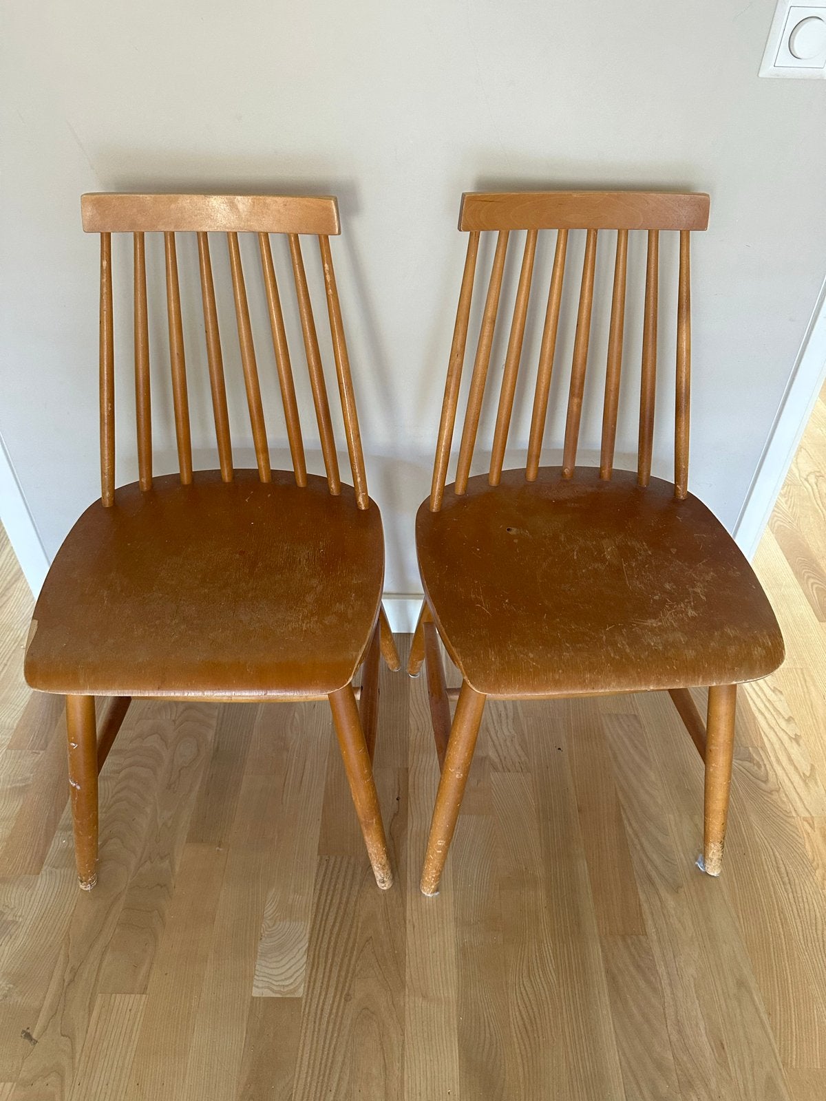2 Houten stoelen - Vintage look, Ophalen, Gebruikt, Twee, Bruin