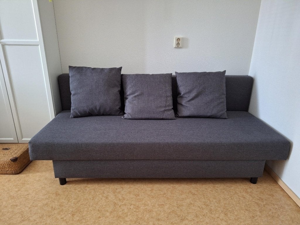 Ikea - ÄLVDALEN bank en slaapbank, donkergrijs, Huis en Inrichting, Slaapkamer | Slaapbanken, Ophalen, Tweepersoons, Zo goed als nieuw