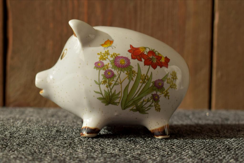 Vintage Wildflower spaarvarken  - Rode lelies, Ophalen of Verzenden