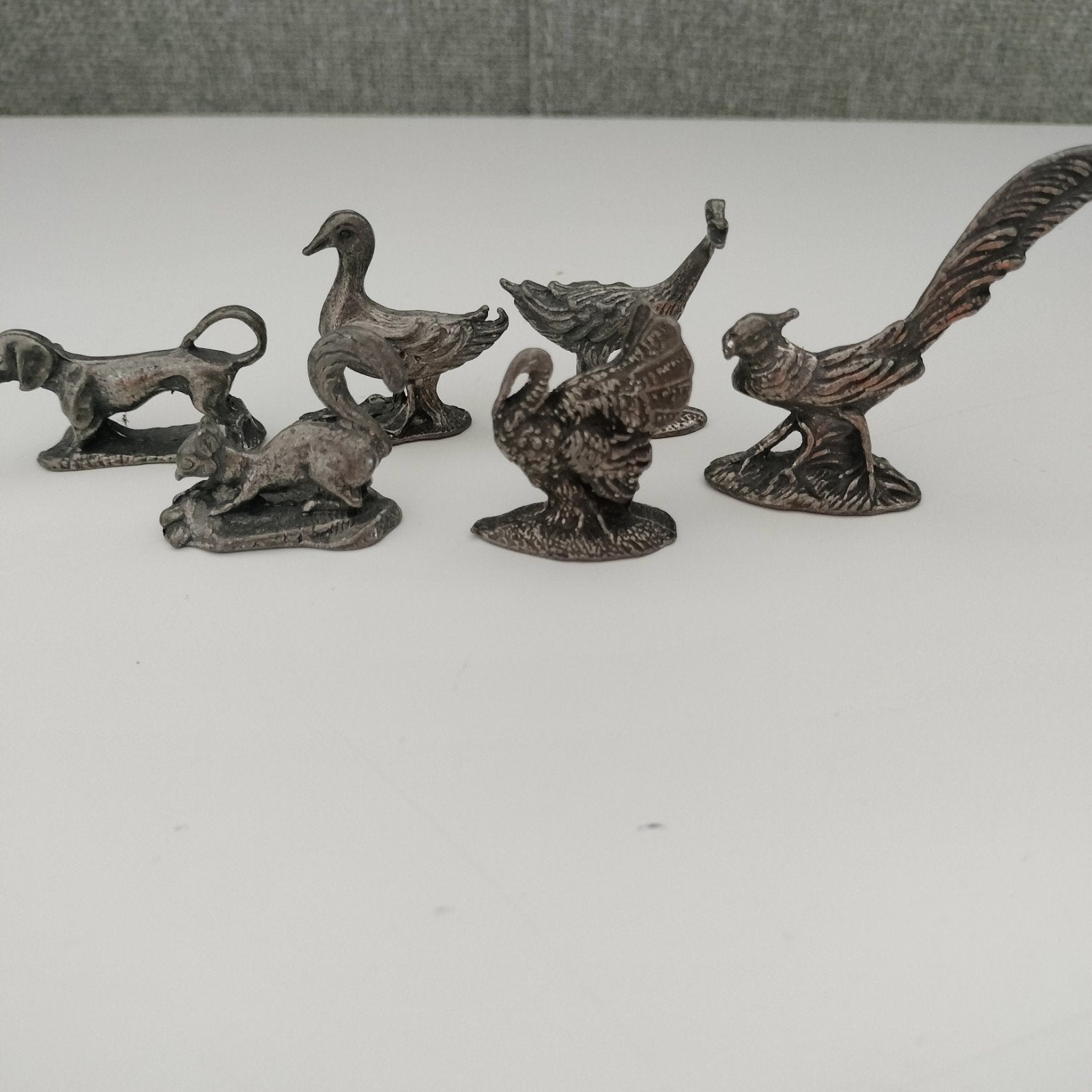 Set van 6 metalen miniatuur dierenbeeldjes, Ophalen of Verzenden, Gebruikt, Overige soorten, Beeldje of Figuurtje