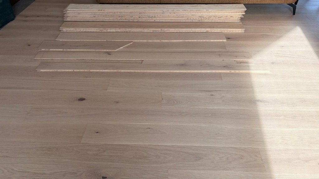 Scheucher eiken parket Bianca Purotec ca. 8 m² | 20 planken, Doe-het-zelf en Verbouw, Nieuw, 10 m² of meer, 10 tot 30 cm, Hout