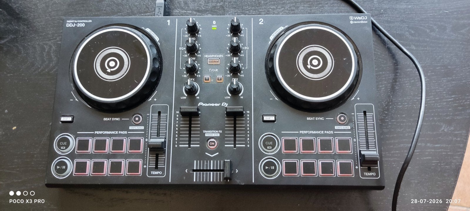 Pioneer DDJ-200 DJ Controller met hoes en aansluitsnoer, Ophalen, Zo goed als nieuw, Pioneer