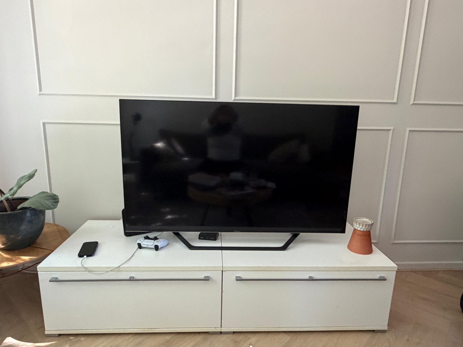 Wit tv meubel met lades en deur - 2 losse kasten, Ophalen, Overige materialen, Gebruikt, 150 tot 200 cm