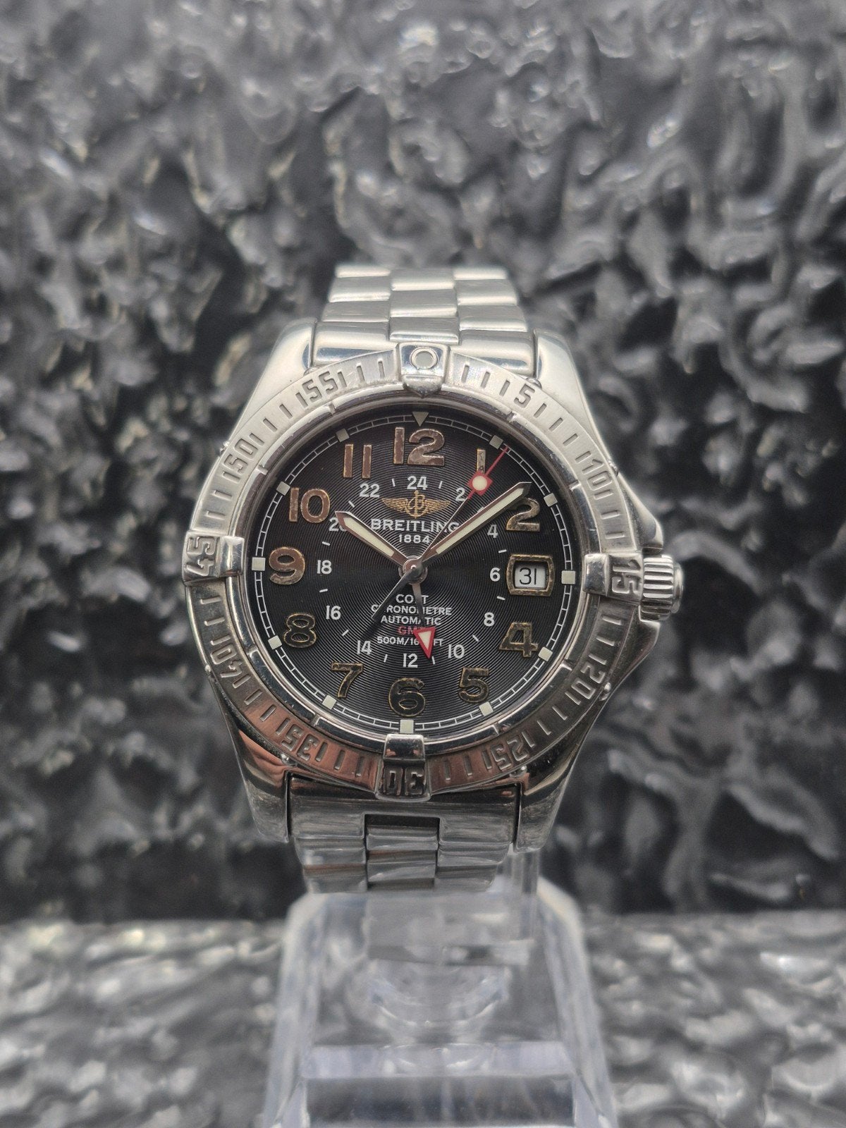 Breitling Colt GMT Ref. A32350 Zwarte Wijzerplaat Automaat, Staal, Gebruikt, Breitling, Polshorloge