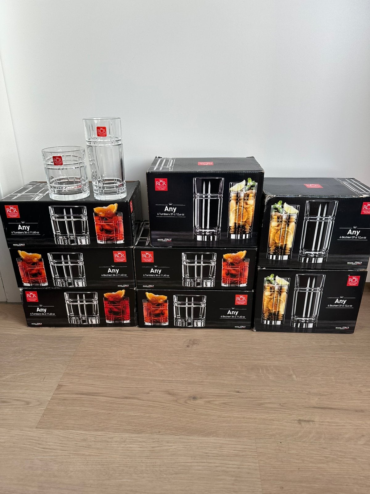RCR Any Italiaans kristal glazen Nieuw, Glas of Glazen, Nieuw, Ophalen of Verzenden, Glas