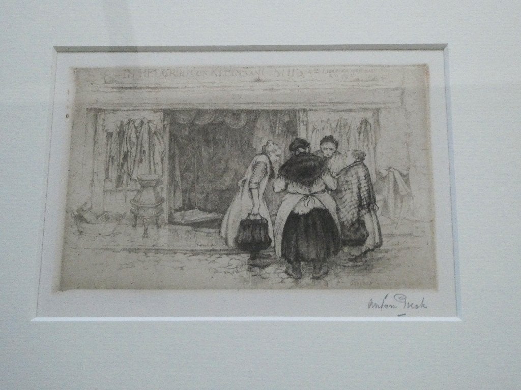 Jordaan Amsterdam ets Anton Pieck Buurpraatje uit 1933, Antiek en Kunst, Kunst | Etsen en Gravures, Dagelijks leven, Ets, 27 cm
