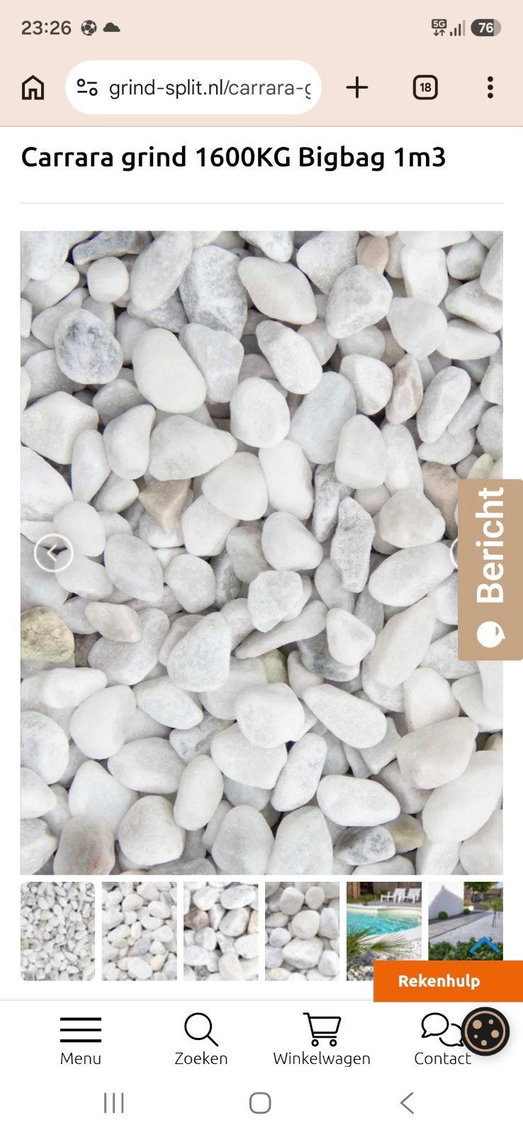 Nieuw Carrara grind 9-16mm, halve bigbag (ca. 800 kg), Wit, Nieuw, Ophalen of Verzenden, Grind