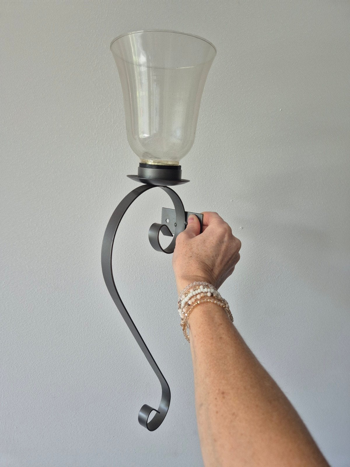 Set van 2 Windlichten voor aan de Muur, Windlicht, Zwart, Ophalen of Verzenden, Zo goed als nieuw