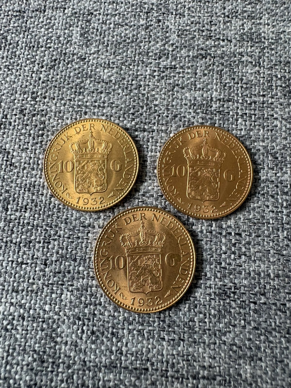 3 gouden tientjes, Postzegels en Munten, Munten | Nederland, Setje, Koningin Wilhelmina, 10 gulden, Goud
