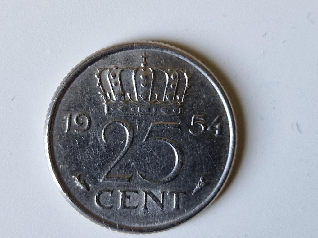 25 cent Nederland 1954 1950-1980, Postzegels en Munten, Munten | Nederland, Ophalen of Verzenden, Koningin Juliana, 25 cent, Losse munt