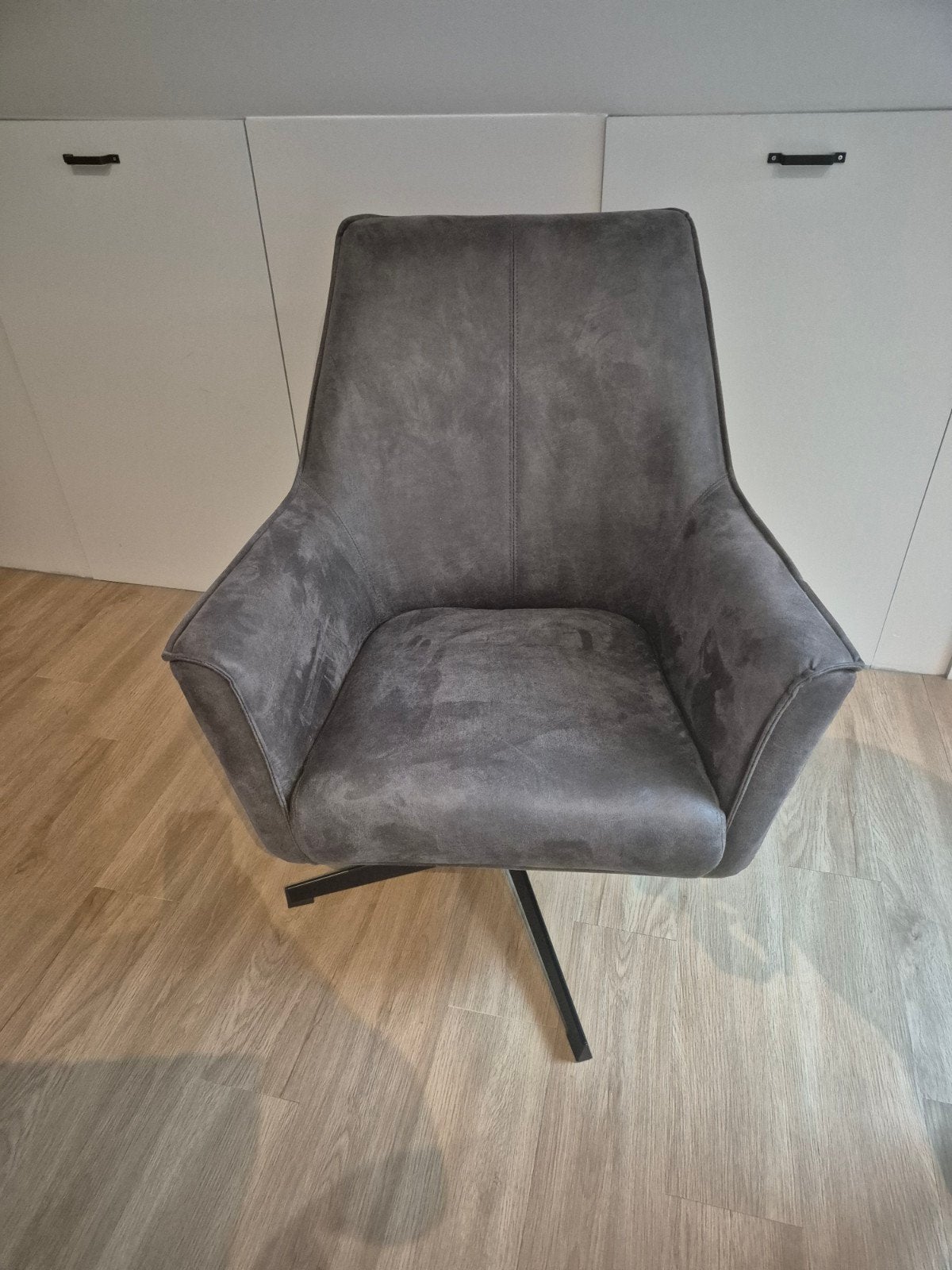 Pronto Draaifauteuil, grafiet microleder, Ophalen, Zo goed als nieuw, 75 tot 100 cm, 50 tot 75 cm