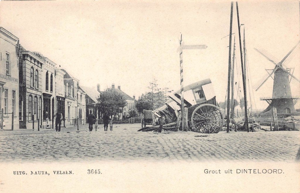 301 Dinteloord - Groet uit  - molen  Nauta 3645, Verzamelen, Ophalen of Verzenden, Voor 1920, Ongelopen, Noord-Brabant