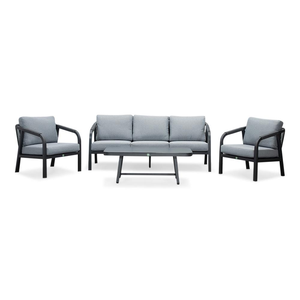 Attica stoel-bank loungeset | aluminium + touw | 5 personen, Ophalen, 5 zitplaatsen, Gebruikt, Aston Martinlaan 36