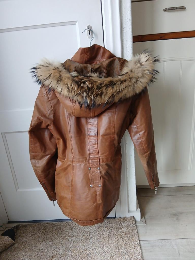 chique leder-JAS, zomer+winter(AFRITS-kapuchon)M42, Kleding | Dames, Frocella, Bruin, Maat 42/44 (L), Ophalen of Verzenden
