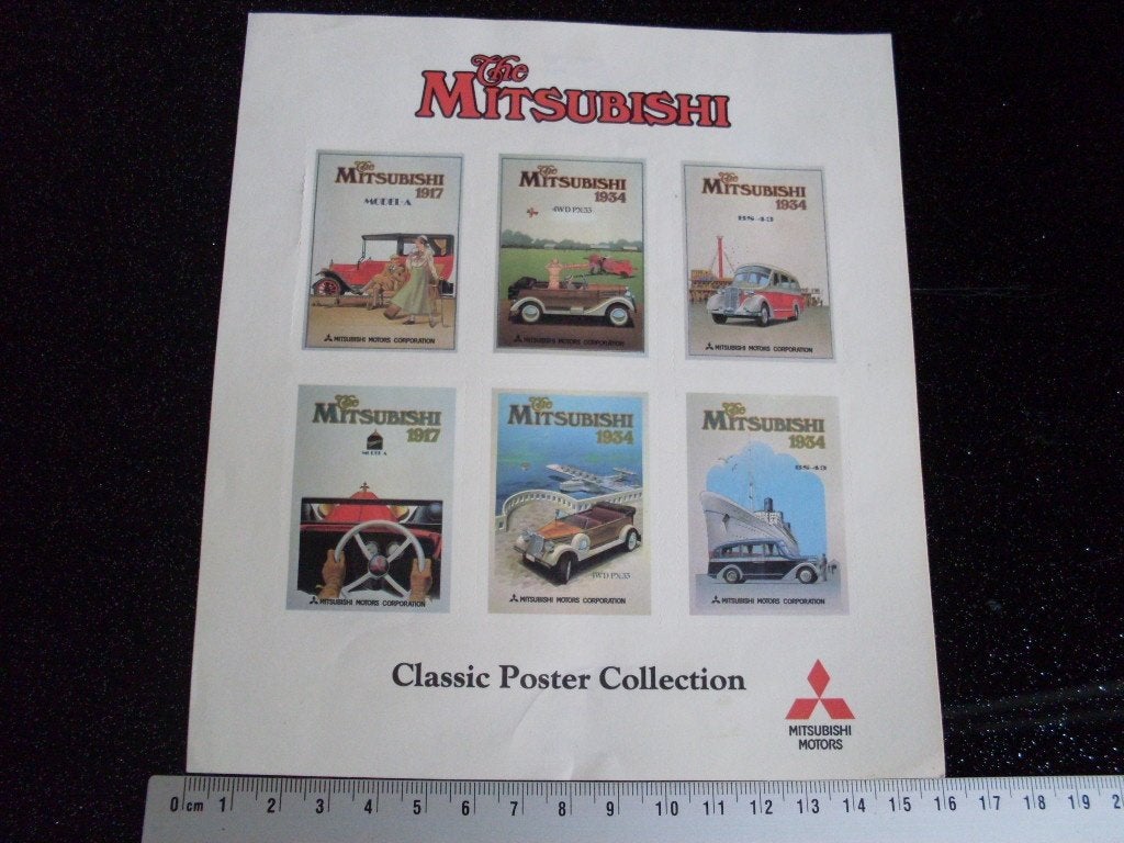 6x sticker mitsubishi poster collection vintage cars classic, Verzenden, Zo goed als nieuw, Auto of Motor