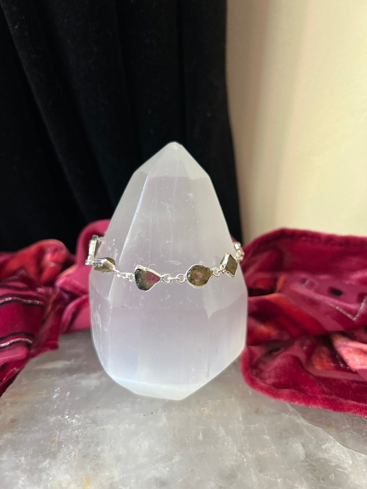Toermalijn watermeloen beschermt aura straling healing uniek, Met bedels of kralen, Magnolia11, Nieuw, Ophalen of Verzenden