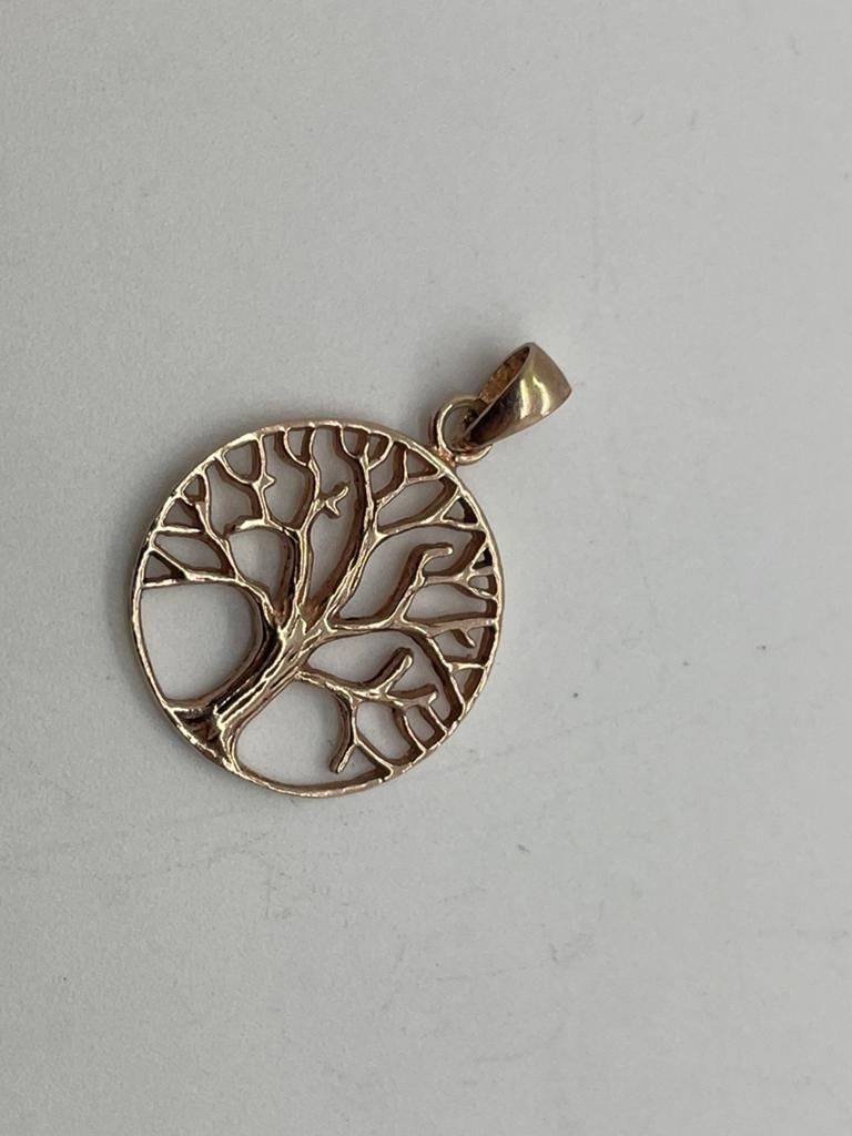 D977 Prachtige zilveren levensboom hanger rosegold, Overige kleuren, Ophalen of Verzenden, X, Bloem of Plant