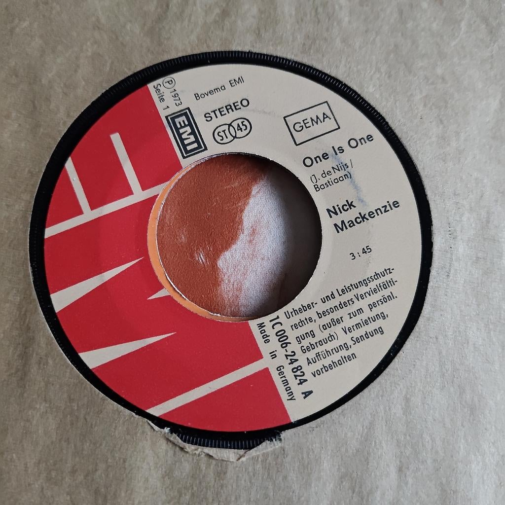 Nick Mackenzie - One Is One (Single, 1973), Cd's en Dvd's, Vinyl Singles, Gebruikt, Pop, Ophalen of Verzenden