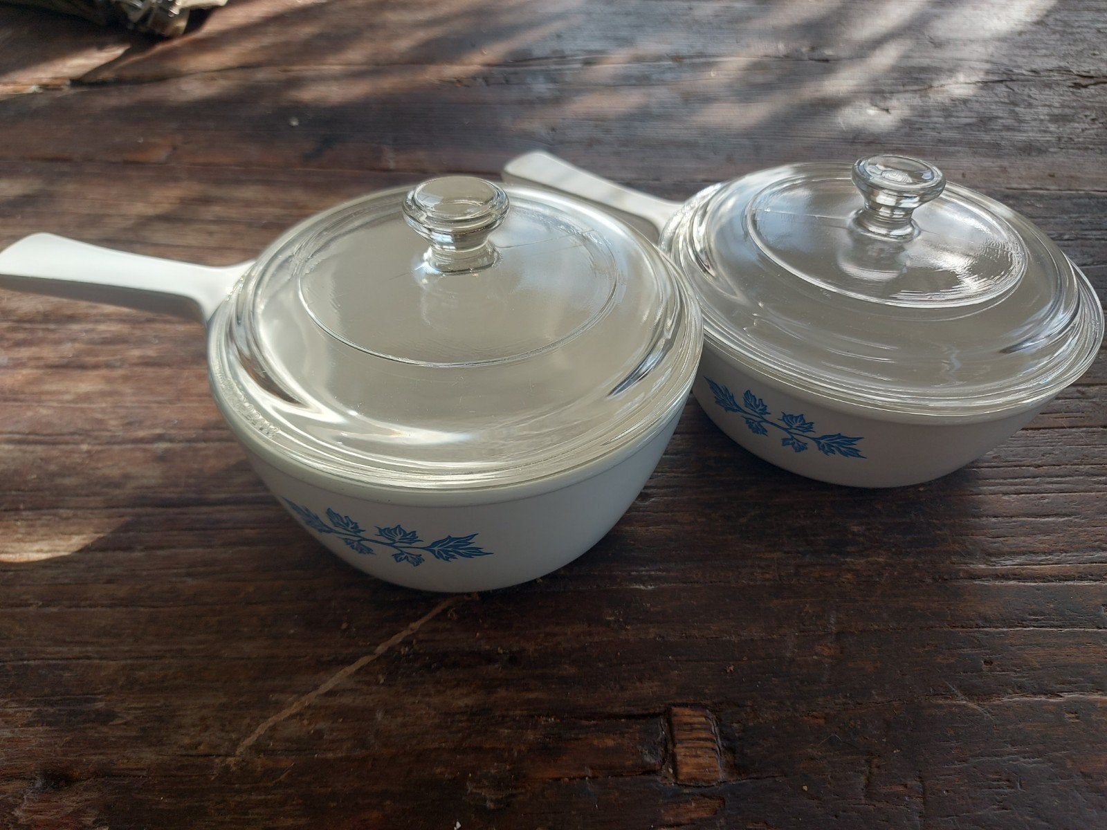 Pyroflam Steelpannetjes Blue Leaf Jaren '60/'70 met Deksel, Ophalen of Verzenden