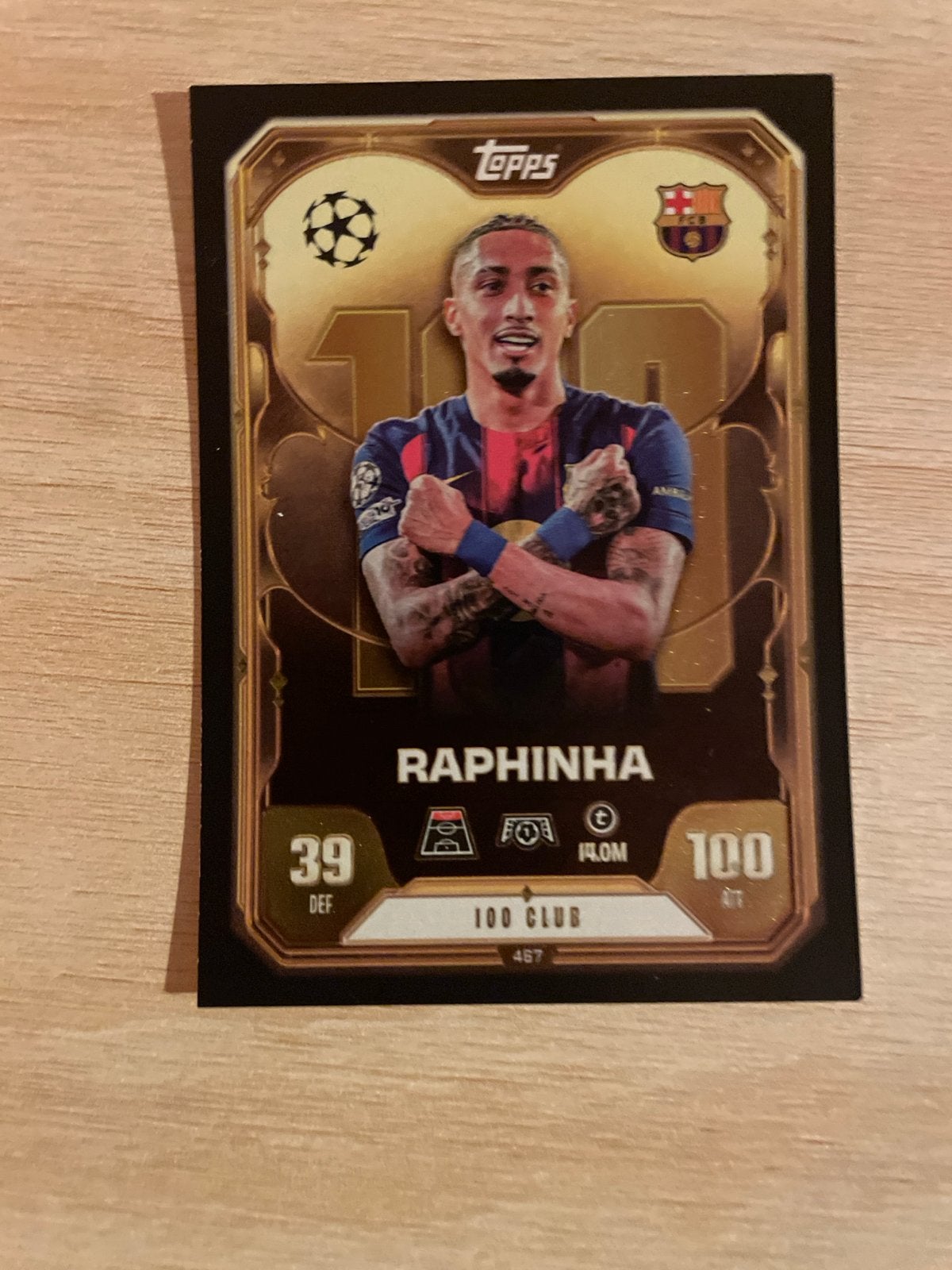 Rapinha 100 Club Kaart - Topps Match Attax, Ophalen of Verzenden, Zo goed als nieuw, Buitenlandse clubs, Spelerskaart