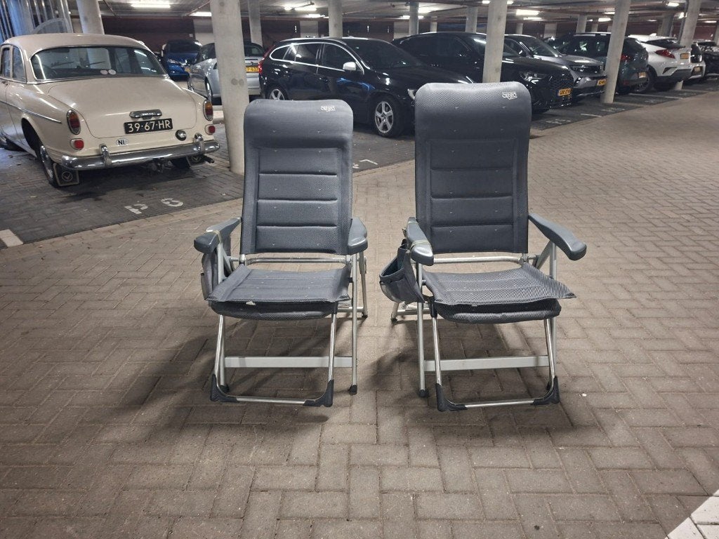 Complete Crespo campingstoelenset: 2 stoelen, voetensteunen, Caravans en Kamperen, Ophalen, Gebruikt, Campingstoel