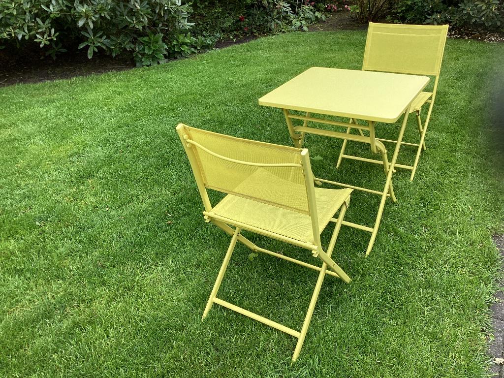 Degelijk metalen tuinset, Gebruikt, Rvs, Tuinset, Ophalen