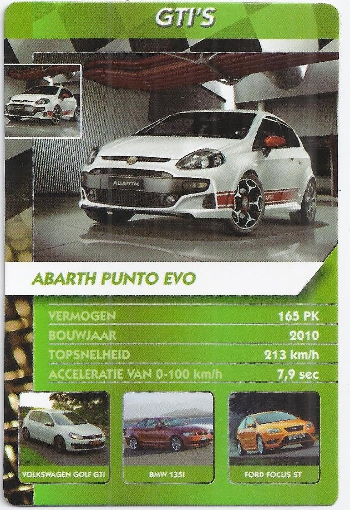 W2736 autokaartje abarth punto evo, Ophalen of Verzenden, Zo goed als nieuw, Auto's