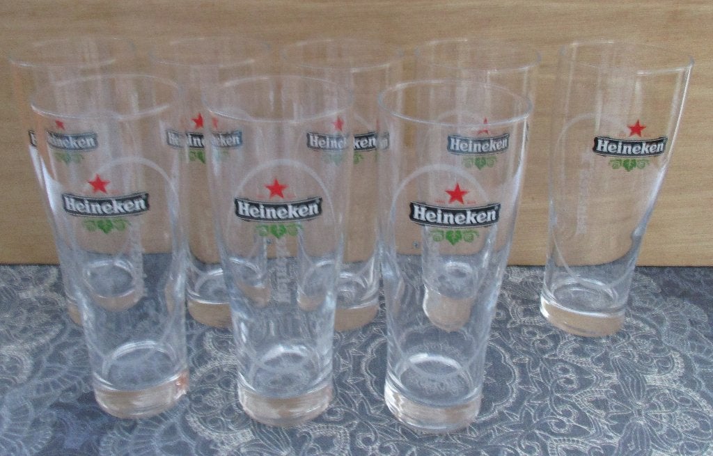 8 x zgan Heineken bierglazen - 350 ml, Ophalen of Verzenden, Zo goed als nieuw, Glas of Glazen, Heineken