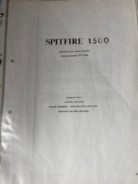 Werkplaatshandboek Spitfire, Ophalen of Verzenden