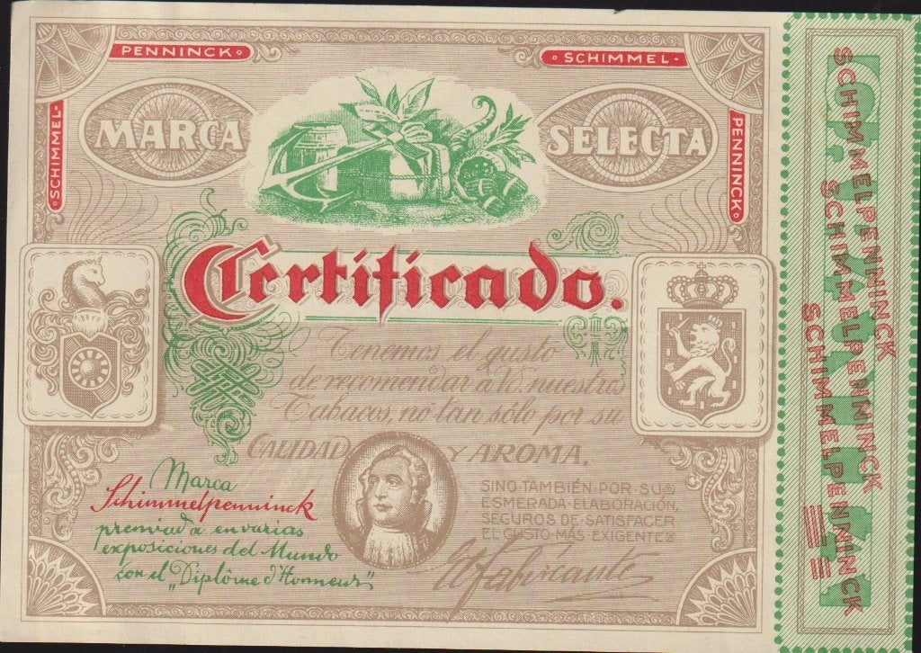 sigarenbanden - ETIKET - SCHIMMELPENNINCK, Ophalen of Verzenden, Zo goed als nieuw, Sigarenbandjes