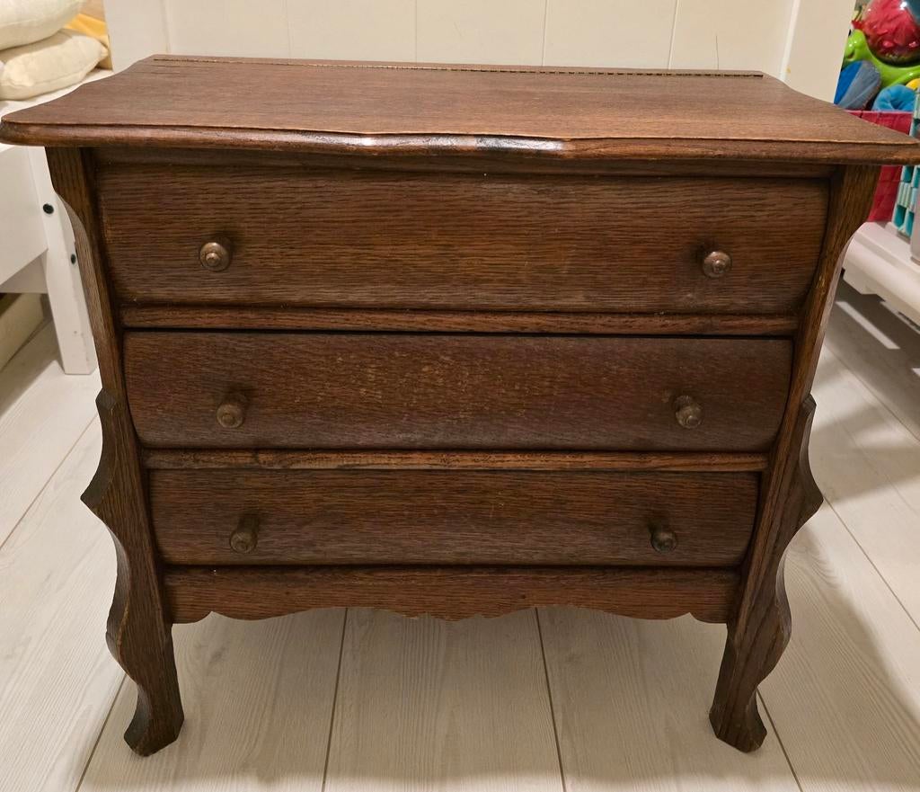 Vintage kastje met klep en 2 lades, Huis en Inrichting, Kasten | Ladekasten, Ophalen, Gebruikt, 1 of 2 laden, 50 tot 100 cm