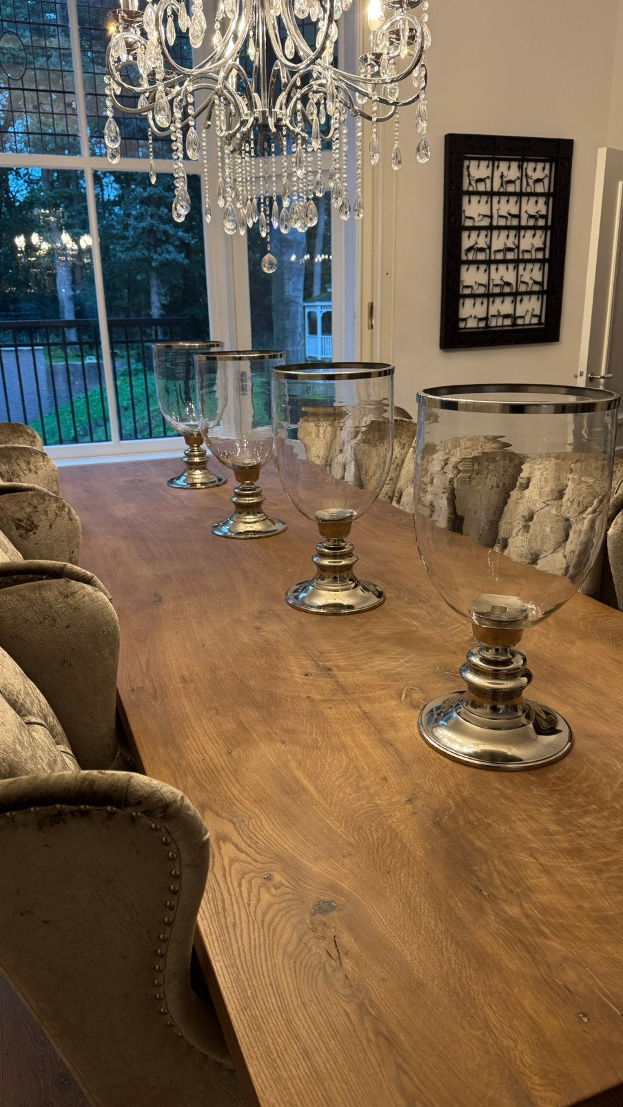4x Richmond Interiors windlichten glas zilver €50 per stuk, Ophalen, Windlicht, Overige merken, Zo goed als nieuw