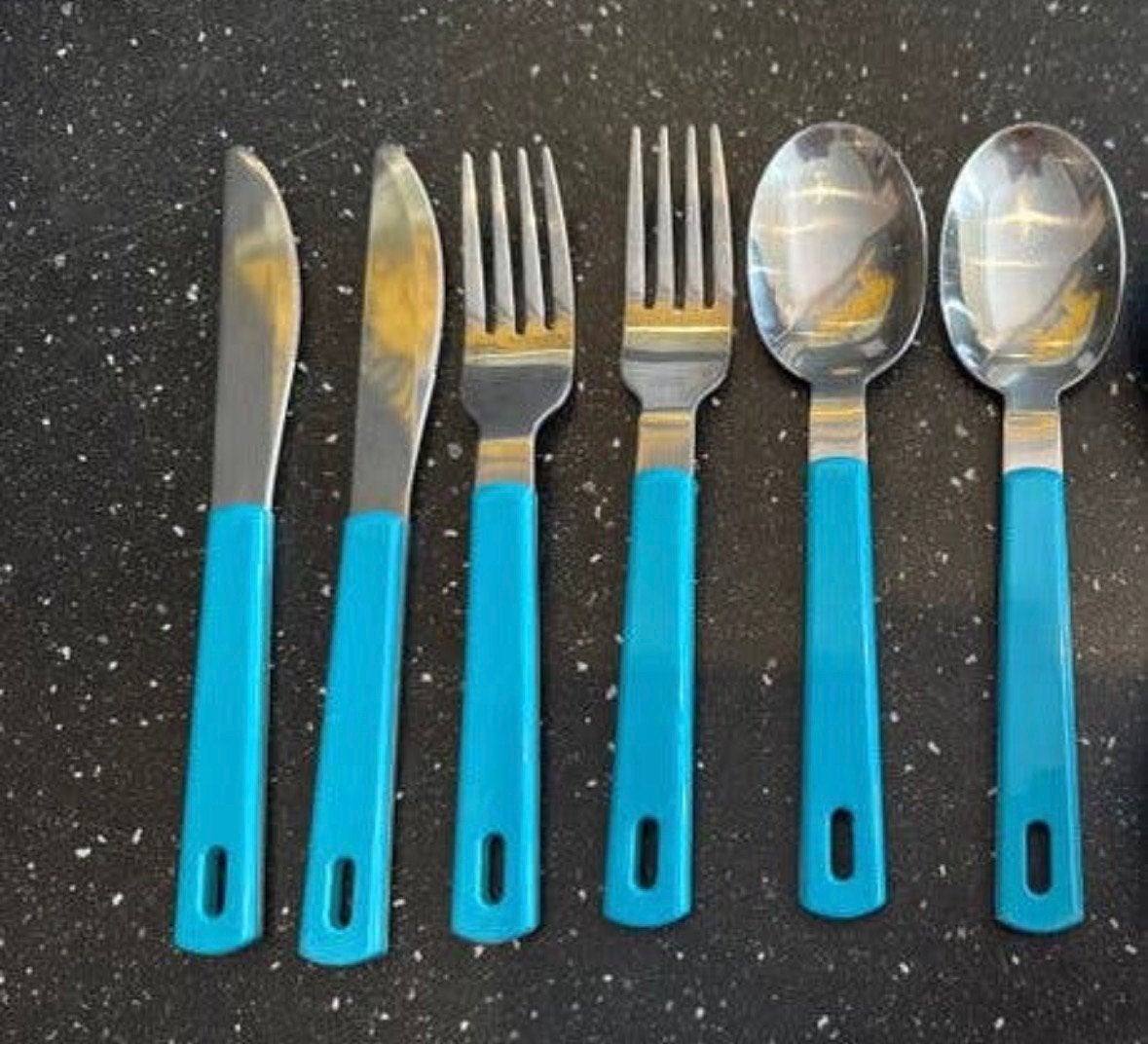 Mepal bestek- turquoise set, Ophalen of Verzenden, Gebruikt