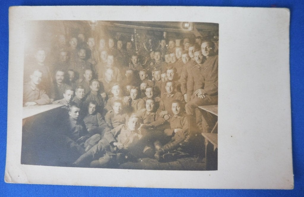 Orig. Duitse WO1 kerstviering onderkomen front (1914-1918) E, Verzamelen, Verzenden, Landmacht, Duitsland, Foto of Poster