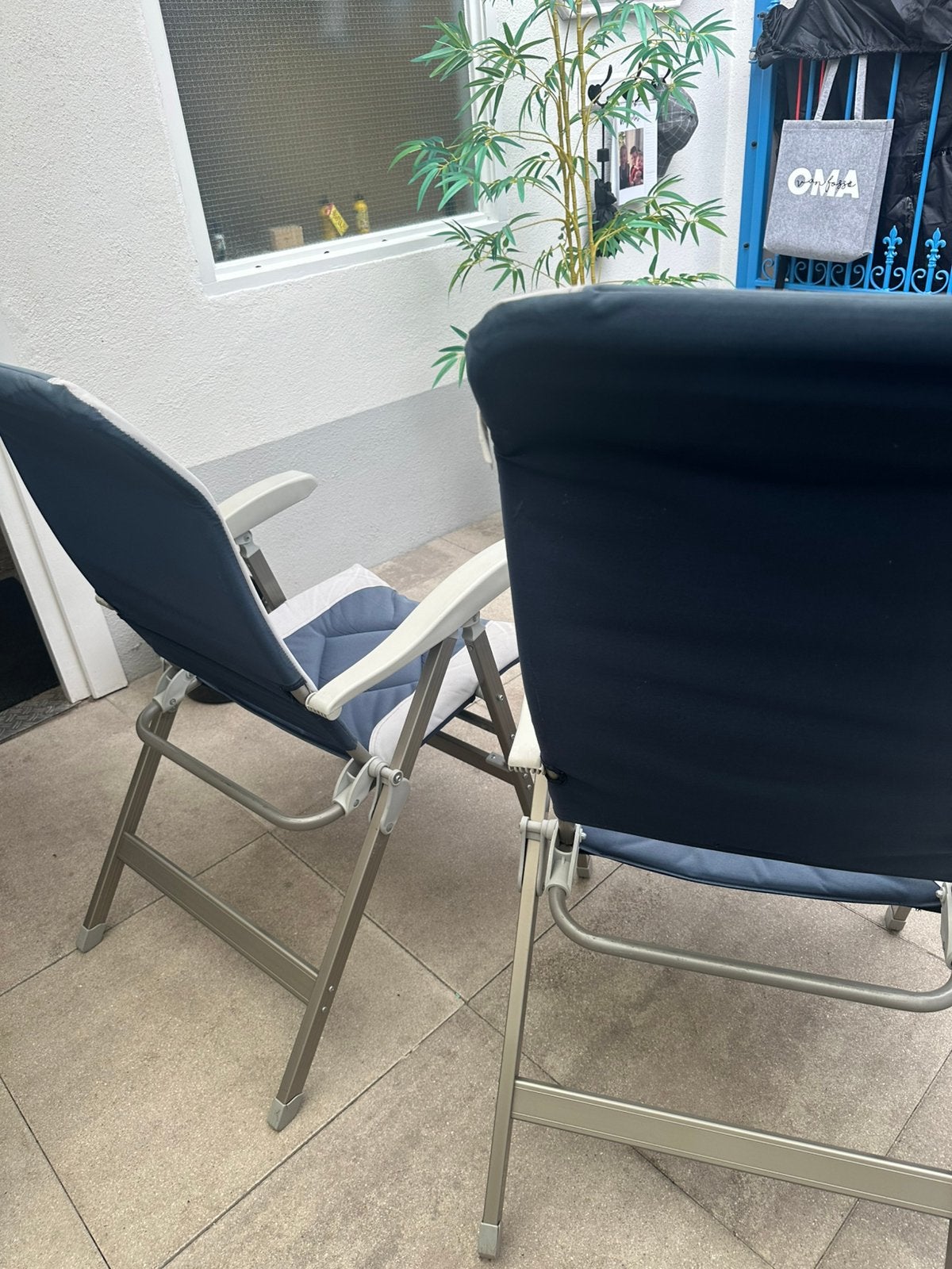 Tuinstoelen +fietshoes, Ophalen of Verzenden, Zo goed als nieuw, Kunststof