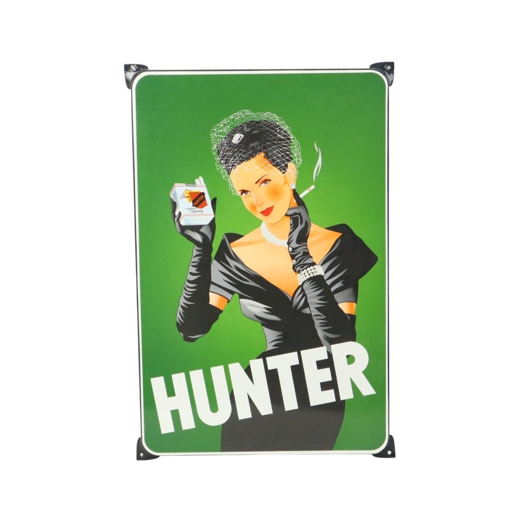 Grote Emaille Plaat Hunter Sigaretten Reclamebord Retro, Ophalen of Verzenden, Huis en Inrichting