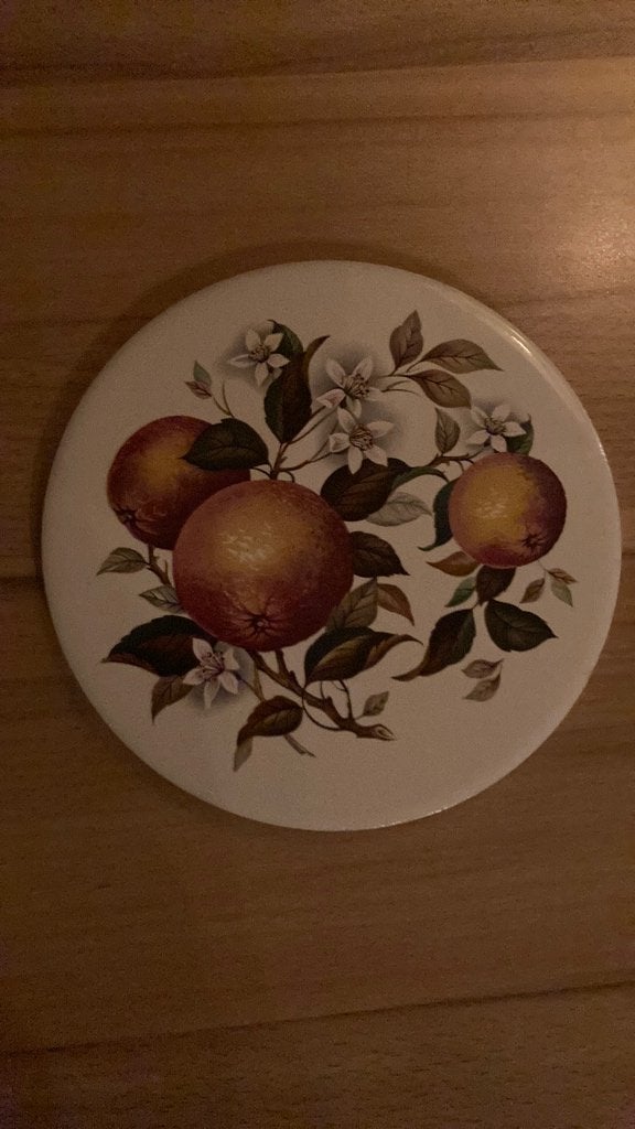 wandtegel rond met afbeelding fruit peer, 15 cm, Meerkleurig, Steen/keramiek, Ophalen of Verzenden