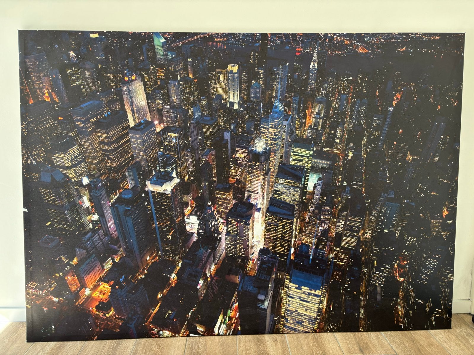 Manhattan Skyline Nacht Print - Groot Formaat, Huis en Inrichting, Woonaccessoires | Schilderijen, Tekeningen en Foto's, Ophalen