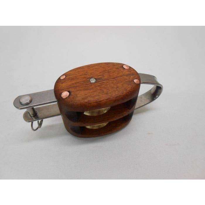 Houten Blok / Katrol, Dubbelschijfs, hondsvot, 8-10 mm, teak, Watersport en Boten, Ophalen of Verzenden, Nieuw, Lijn of Blok