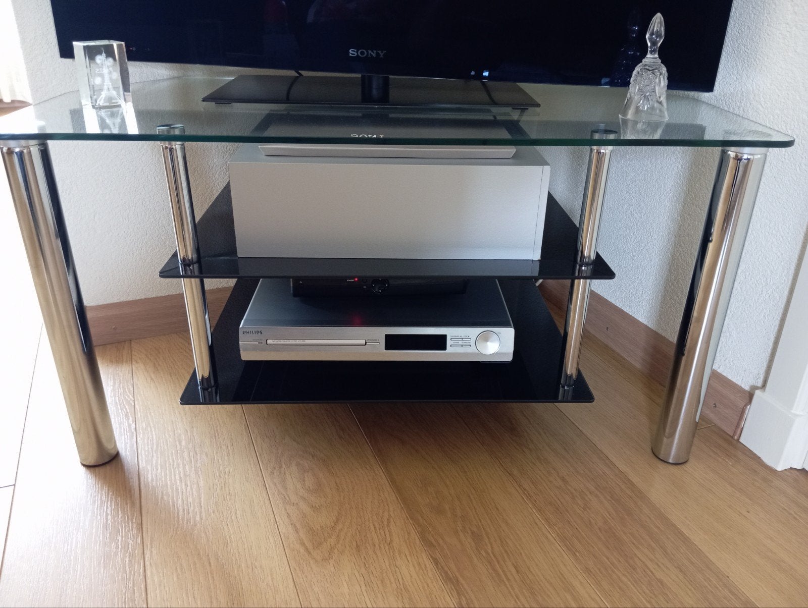Glazen tv kastje, Ophalen, Gebruikt, 50 tot 100 cm, Minder dan 100 cm
